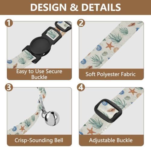 Watercolor Blue Seahorses Cat Collar 2 Pack for Cats Adjustable 10.6 to 17.1 Inches