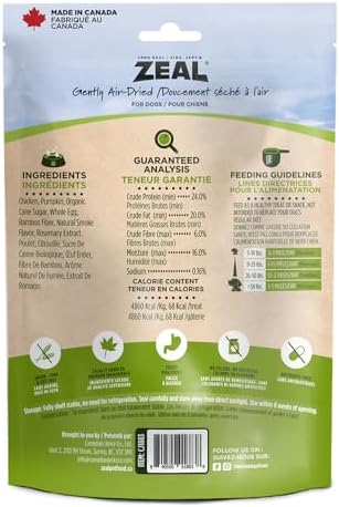 ZEAL Natural Chicken Jerky Tenders for Dogs, 100% Real Canadian Chicken, High Protein 24%, Soft Training Treats, Air-Dried, Grain Free, Made in Canada, 20oz