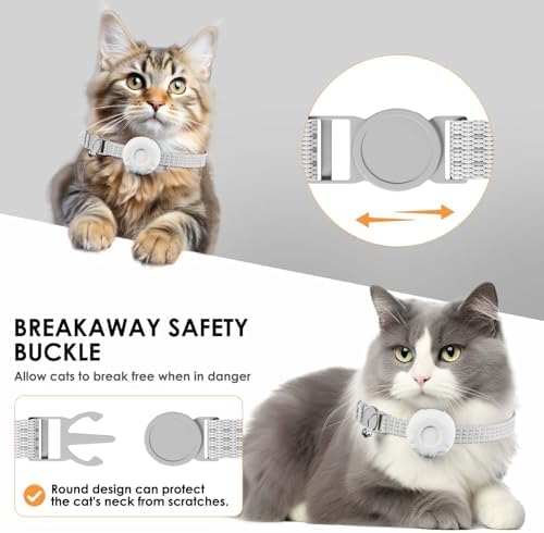 GPS Tracker for Cat, Bluetooth Tracker, Mini GPS Dog Tracker, Cat Tracker Including Cats Collars,No Monthly Fee Pet Trackesr Work with Find My APP (Only iOS),Finder Tag for Pets, Items etc, White
