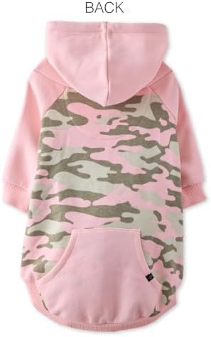 Rocky II - The Extra Comfy Hoodie, Organic Cotton and Recycled Poly Dog Hoodie Pet Coat Sweater for Small, Medium, Large Dogs, Pink Half Camo, X-Small