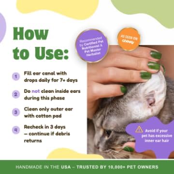 ReNewedPet All Natural Pet Ear Cleaner for Dogs & Cats – Dog Ear Cleaner with Ear Wax Removal, Helps Clean Dirt & Buildup (2 oz. with Cleaning Pads)
