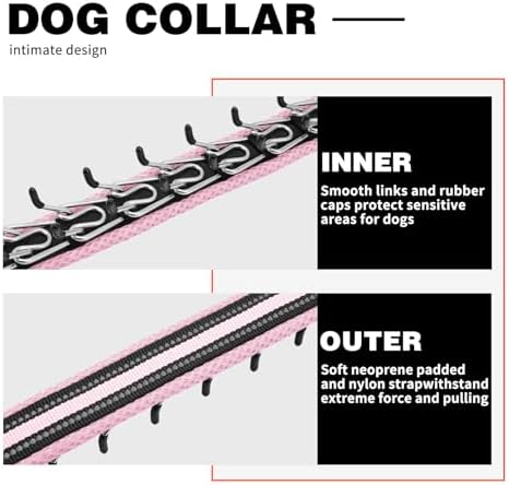 Martingale No Pull Dog Collar for Large Medium Small Dogs, Heavy Duty Nylon Adjustable Reflective Anti Pull Slip Collar with Buckle for Training Walking Hunting L Pink