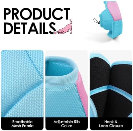 AOFITEE Dog Cone Adjustable Soft Cone for Dog to Stop Licking, BluePink S