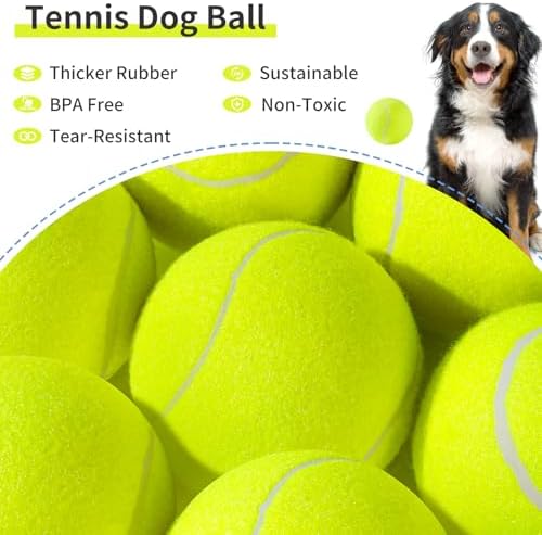 susu & wuwu Large Tennis Ball for Dogs 4 Inch Big Tennis Ball for Dog,Outdoor Play Toy for Small, Medium,Large Dogs Pet Birthday Gift (2 Pack)