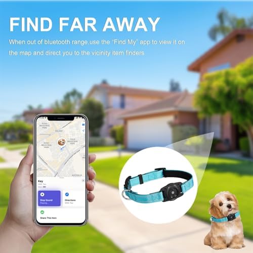 Tracking Collar for Dogs Waterproof Adjustable Air Tag Dog Collar Holder, Comfortable Dog Collars for Small Medium Large Dogs (SkyBlue, M)