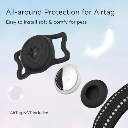 AirTag Dog Collar, IP68 Waterproof, Medium Black