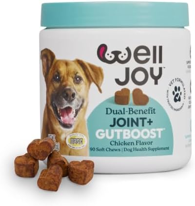 WellJoy Joint Dog Supplement + Glucosamine, Chondroitin, GutBoost, 90ct