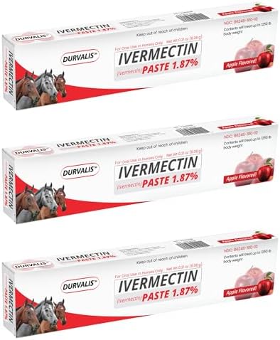 Ivermectin Horse Paste 1.87% Dewormer, 6.08g Syringe (3 Pack)