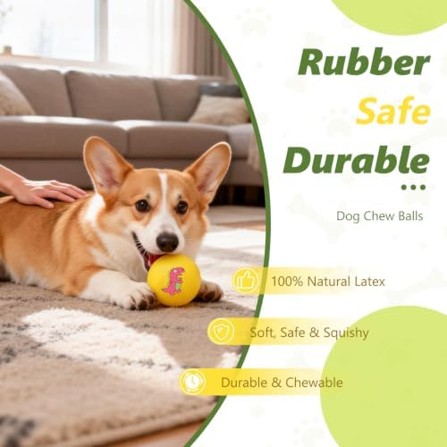 Small Squeaky Balls, [4 Pack] Soft Latex Squeaky Dog Ball Toys, Funny Dinosaur Interactive Dog Balls, Puppy Teething Chew Toys for Mini & Small Dogs (2.4"-Set B)
