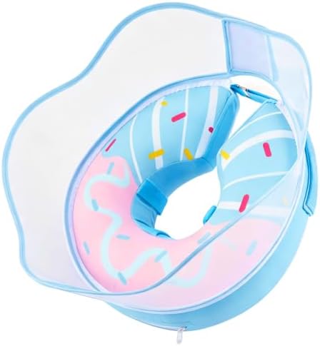 EMUST Inflatable Dog Cone Collar with Removable Clear Protective Shield, Comfortable, Lightweight 2-in-1 Dog Donut Collar After Surgery, Soft Dogs Cone Alternative with Pump(BluePink, Large)