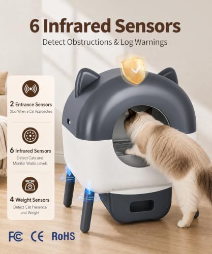 Automatic Self Cleaning Litter Box, MeowWhimsy Large Smart Robot Litter Box