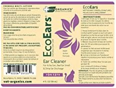 Vet Organics EcoEars Cat Ear Cleaner. Natural Multi-Action Formula. for Itch, Head Shaking, Discharge & Smell. Naturally Cleanses Away Common Problems. 100% Guaranteed (4 oz)