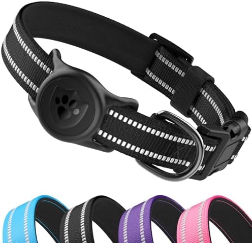 Upgraded AirTag Dog Collar, IP68 Waterproof Holder, Small Black