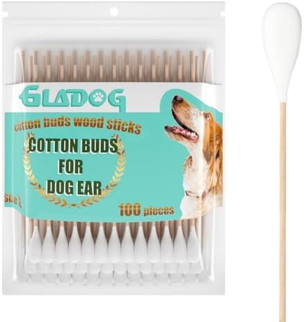 GLADOG 6 Inch Professional Big Cotton Buds for Dogs (Medium Size), Specially Designed Dog Cotton Buds with Durable Bamboo Handle