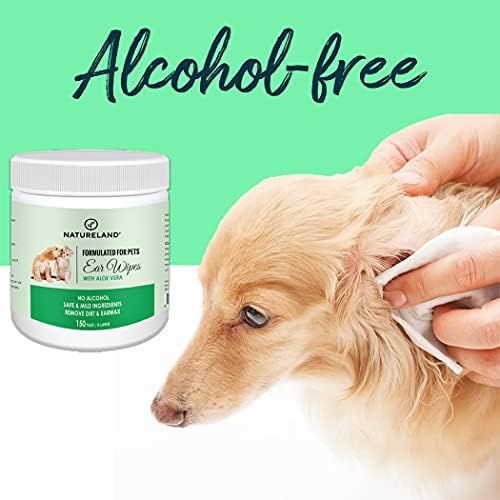 Natureland Dog Ear Wipes, Extra Large Otic Cleaning Pads, 150 Count