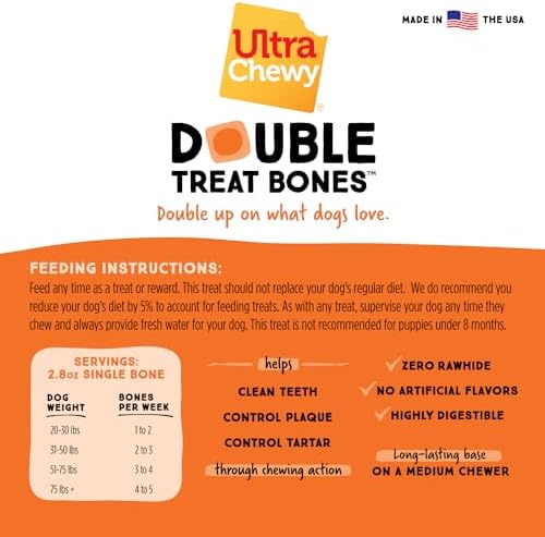 Ultra Chewy Bacon and Cheese Double Treat Bones, 6 Count