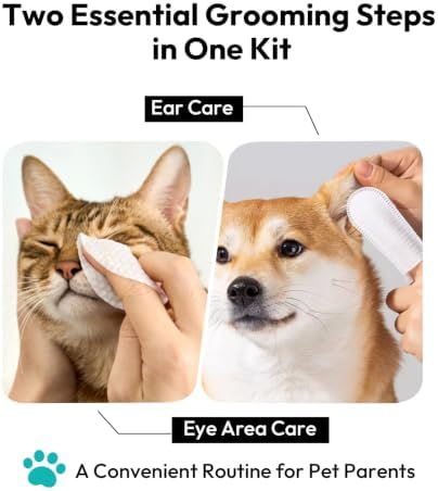 Dog Tear Stain Wipes & Ear Cleaning FingerWipes Kit