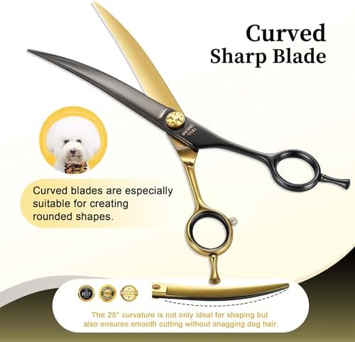 7.5'' Curved Dog Grooming Scissors CNC 440C Blades