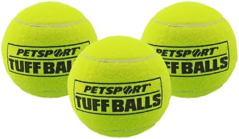 PetSport Tuff Ball - Medium Tennis Balls for Dogs, Great for Boredom & Aggressive Chewers, Dog Toy, Medium Tennis Balls for All Dogs, Certified Non-Toxic, Won't Wear Down Teeth - 2.5" (3 Pack)