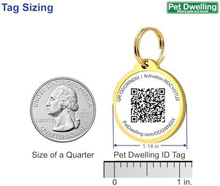 Pet Dwelling Premium NFC & QR Code Smart ID Tag for Dogs - Easy Scanning, Instant Profile Access, Real-Time Location Alerts(Gold Paw)