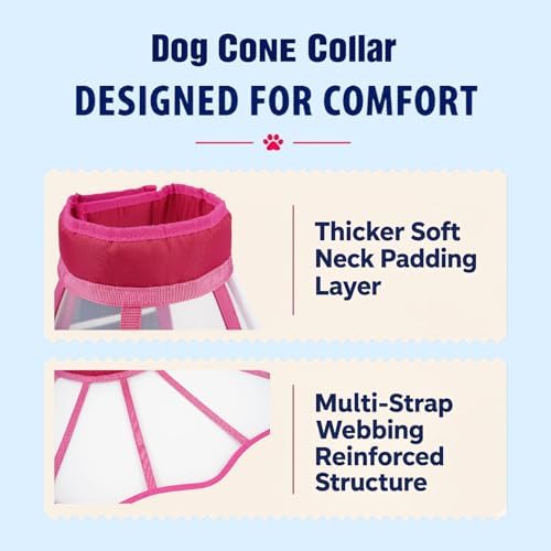 Soft Neck Pad-Hard Plastic Dog Surgery Recovery Cone Collar for Large Dogs