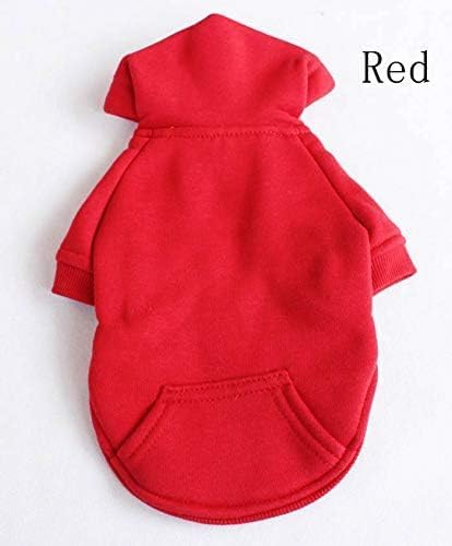 Lovelonglong Blank Basic Hoodie Sweatshirt for Dogs 100% Cotton Fits Small Medium Dachshund Large Dog Red D-M