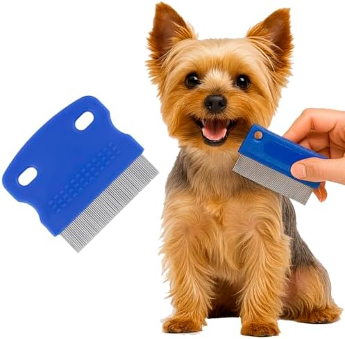 Pets&Goods Tear Stain & Flea Remover Comb Set for Dogs & Cats – Stainless Steel Eye Grooming Tool for Stains, Crust & Mucus – Gentle, Safe, Reusable – Pack of 2