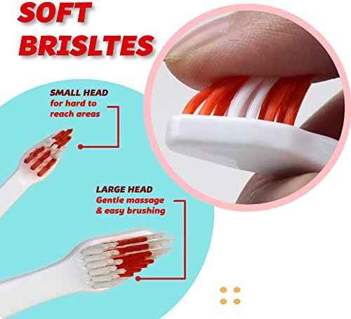 Pet Toothbrush for Dogs, Cats with Soft Bristles - Easy Teeth Cleaning & Dental Care, Non Slip Dual Head Dog Toothbrush for Medium & Large Pets, Toothpaste Not Included, Pack of 1 Pink