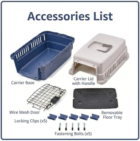 Hard-Sided Pet Carrier for Cats and Small Dogs, 20" Sturdy Travel Kennel with Secure Wire Door & 360° Ventilation, Portable Plastic Crate for Vet Visits & Car Travel (Blue/Grey)