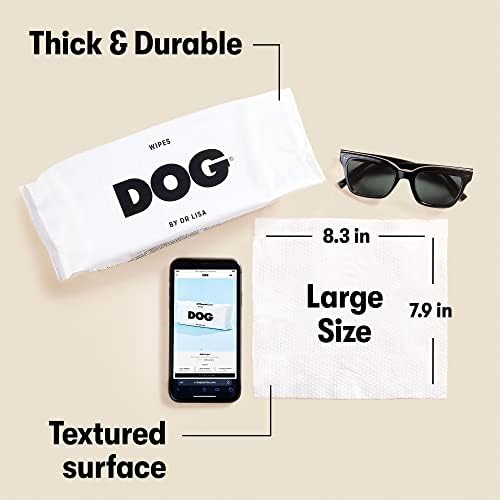 DOG by Dr Lisa - Dog Travel Wipes - Plant-Based - Natural Bathing Wipes for Dogs - Made from 100% Compostable Bamboo - Vet-Created - Vegan - Non-Toxic - Travel Size - Carton (20 per Box)