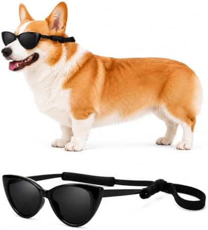 G010 Dog Pet Costume Aviator Sunglasses for Medium Breeds 18-40 lbs (2-Pack Aviator Black + Cateye Black, uv400)