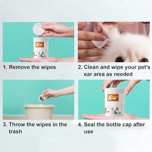Veterinary Pet Eye Cleaner Wipes - Extra Gentle Nonwoven for Tear Stain Prevention, Enzyme-Powered Ear Debris & Mucus Remover, Daily Use 220-Pack
