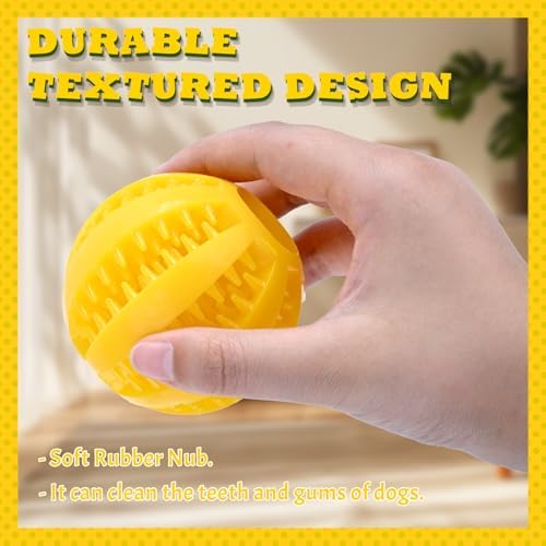 DAMAH Dog Treat Toy Ball, Interactive Tooth Cleaning Toy for Dogs, 2.8 Inch