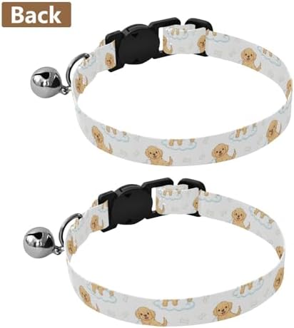 Cute Dogs White Easy to Clean Cats Collar 2 Pack Collars for Cats