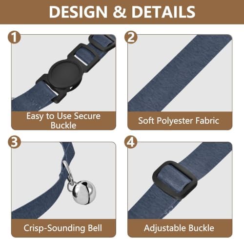 Dark Navy Blue Gradient Adjustable Pet Collar, 2 Pack Bell Collar for Small Dogs