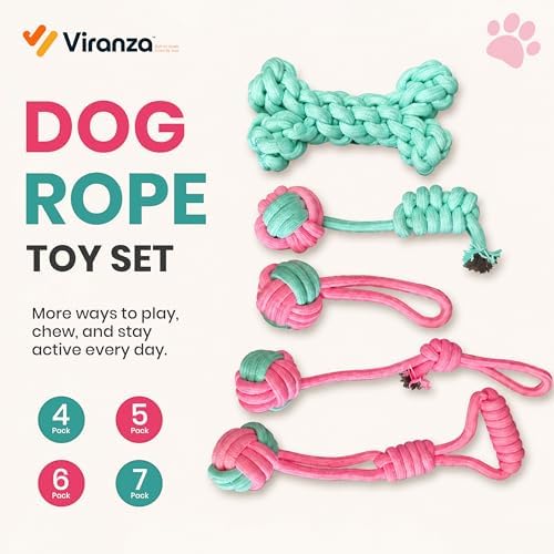 7 Pack Puppy Teething Toys for Aggressive Chewers Dog Rope Toy for Training