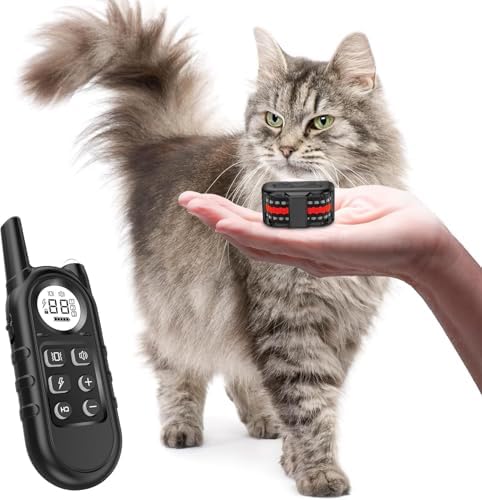 Tiniest Cat Shock Collar, Lightest Cat Training Collar with Remote for Small Cats 5-15lbs & Medium Large Cats/Puppies, Waterproof, Rechargeable, 1300ft Range(Red)