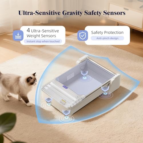 Robotail Open Top Automatic Cat Litter Box with Visible Waste Bin