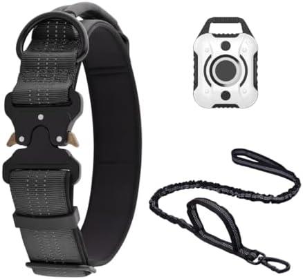 Dog Collar with AirTag Compatible Holder + Leash, Cobra Buckle, Padded, (L)
