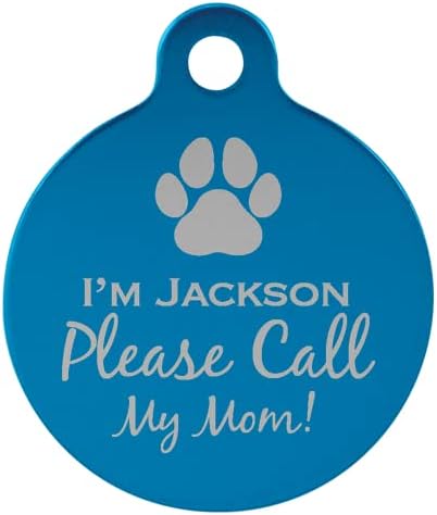 Signature Custom Laser Engraved Anodized Aluminum Pet ID Tags (Blue, Round 1 1/4")