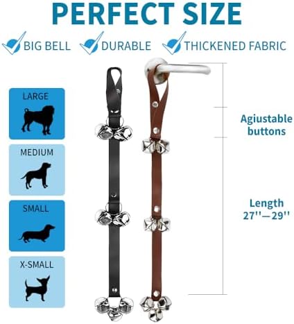 Leather Door Bells for Dogs Potty Doorbells for Dogs Training Dog Buttons for Communication Dog Training Bell Pet Supplies (Brown)