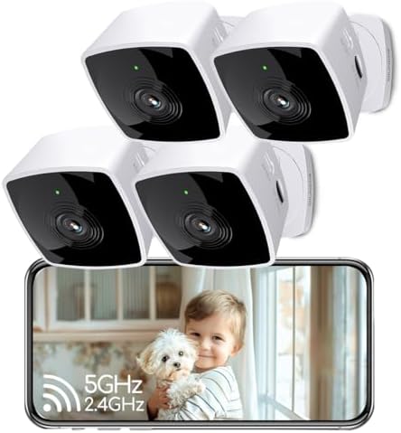 blurams Cameras for Home Security 5GHz, 2K Indoor Camera, Pet Camera with Phone App, AI Motion Detection, 2-Way Audio, Compatible with Alexa&Google Assistant, 4-Pack