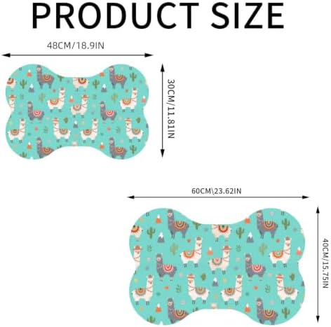 Llama Mint Green Dog & Cat Food Mat Bone Shaped Pet Feeding Mat