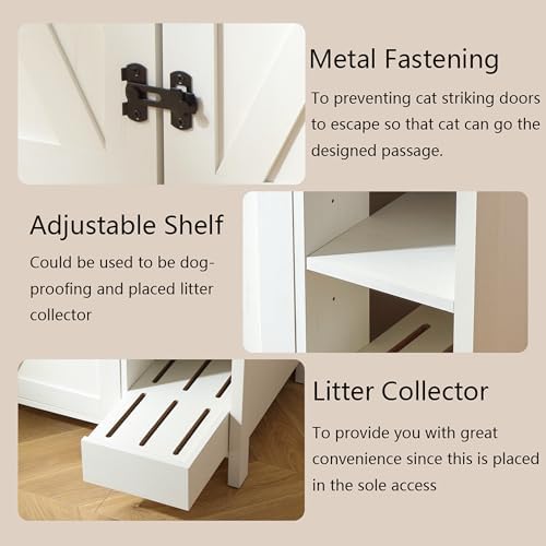 FOREST GRAVITY Extra Large Litter Box Cabinet for Self-Cleaning Litter Box