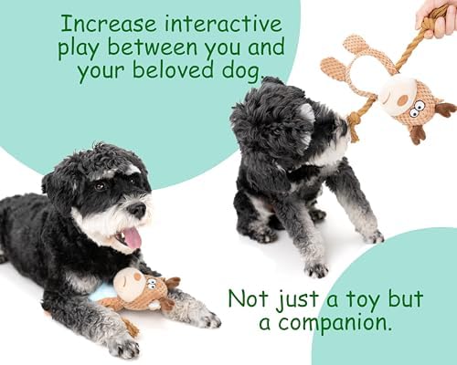Squeaky Dog Toy Chew Plush Stuffed with Cotton Rope Crinkle Paper Soft Interactive Durable for Small Medium Large Dogs Puppy Pet Pink Pig