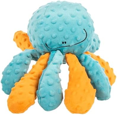 goDog Crazy Tugs Octopus Squeaky Plush Tug Dog Toy with Chew Guard Technology, Durable Fabric & Squeaker for Active Play, Multi Color, Large