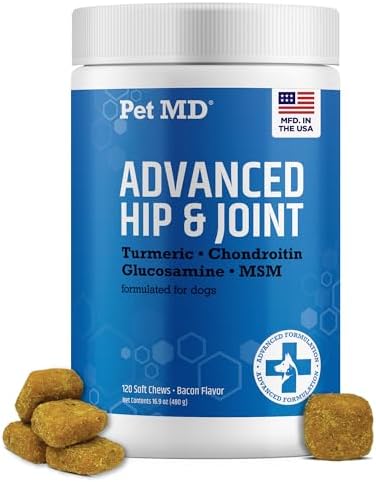 Pet MD Glucosamine Chondroitin for Dogs - with MSM and Turmeric - 120ct
