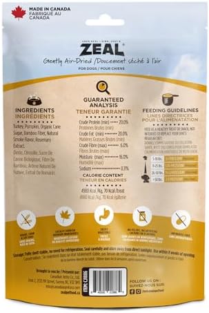 ZEAL Natural Turkey Jerky Tenders for Dogs, 100% Real Canadian Turkey, Lean Weight Management Protein, Grain Free, Soft Training Treats, Air-Dried, Made in Canada, 10oz