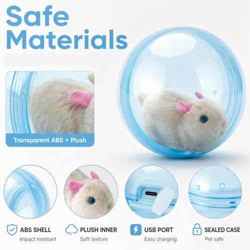 Interactive Cat Toy Ball, 2026 Rechargeable Self-Rolling Cat Toy Ball, Electric Hamster Running Rolling Ball with Auto Obstacle Avoidance, Automatic Moving Cat Toys for Indoor Cats & Dogs, Blue Mix