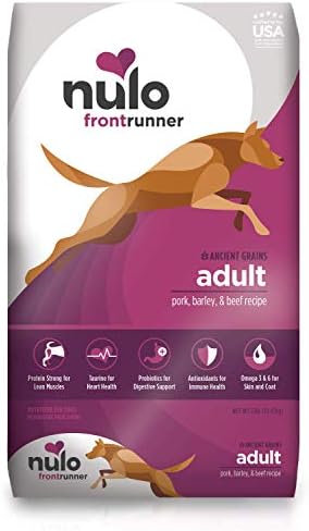 Nulo Frontrunner Dry Dog Food for Adult Dogs - Grain Inclusive Recipe with Pork, Barley, & Beef - All Natural Pet Foods with High Taurine Levels - Animal Protein for Lean Strong Muscles